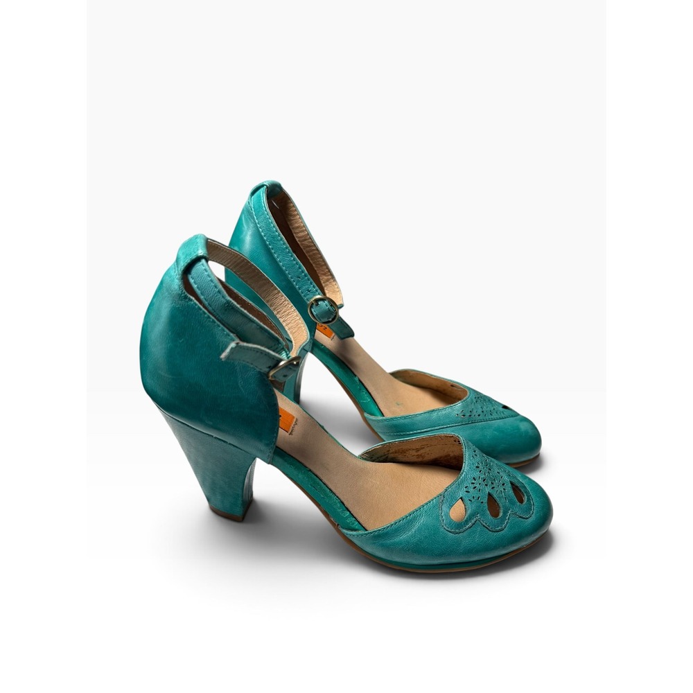 Miz Mooz Cherub Leather Laser Cut D'Orsay Ankle Strap Heels 6 * see condition - Picture 5 of 10